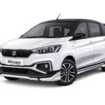 Suzuki All New Ertiga Hybrid putih dari Qiana Rent Car untuk layanan sewa mobil dengan supir di Jakarta.