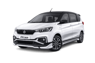 Suzuki All New Ertiga Hybrid putih dari Qiana Rent Car untuk layanan sewa mobil dengan supir di Jakarta.